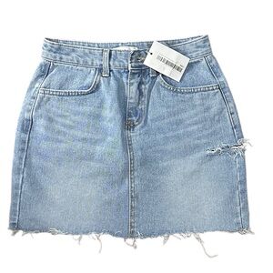 Oak And Fort Nwt denim Mini Skirt With Side Rip